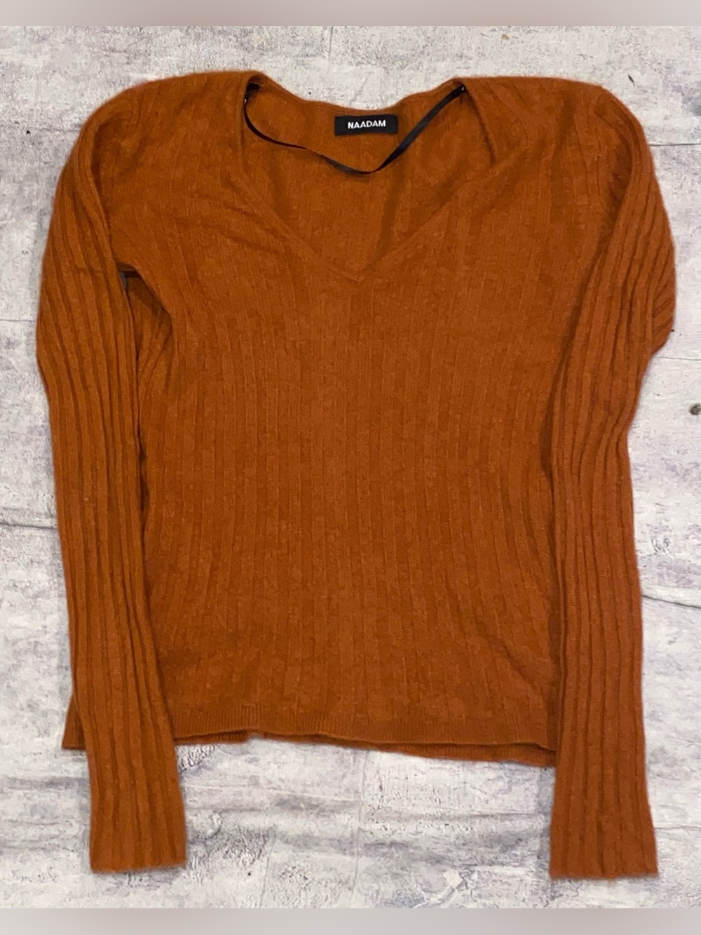 NADAAM 100% Mongolian Cashmere Scoop Deep Vneck Long Sleeve Sweater Sweatshirt M